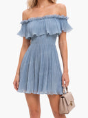 Off-Shoulder Ruffled Trim Mini Dress