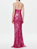 Elegant Pink Gem Sequin Maxi Dress