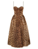 Leopard Print  A-Line Midi Dress