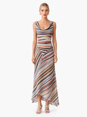 Swing Collar Striped Maxi Dress