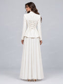 Elegant Peplum Blazer & Pleated Wide Leg Pants Two Piece Set
