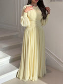 Elegant Ruched Chiffon Waist-Defined Maxi Dress