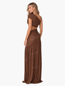 Unique Off-shoulder Waist Hollow Maxi Dress