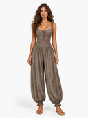 Sexy Lace Strapless Ruched Harem Pants Set