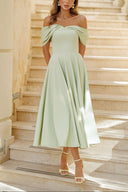 Elegant Off-the-shoulder Draped Maxi Dress