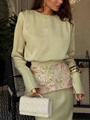 Elegant Long Sleeve Top & Maxi Skirt Set