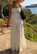 Elegant Crochet Lace Vacation Two-Piece Set