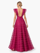 Exquisite Mesh-Panel Deep V-Neck Party Maxi Dress