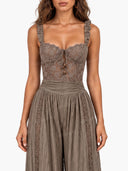 Sexy Lace Strapless Ruched Harem Pants Set
