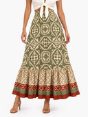 Print Stitching Swing Skirt