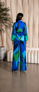 Exquisite Geometric Print Shirt & Wide-Leg Pants Two-Piece Set