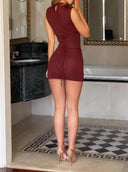 Elegant high neck bodycon mini dress