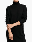 Elegant Knit High-Neck Loose Midi Dress