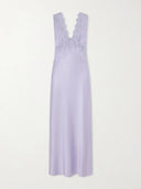 Lace-Trimmed Satin Midi Slip Dress