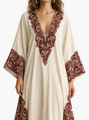 Retro Paisley Border Print Kaftan Maxi Dress