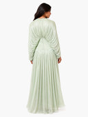 Elegant Pleated Batwing Sleeve Maxi Dress