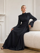 Elegant Stand Collar Long Sleeve Top & Pant Two-Piece Set