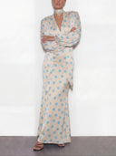 Elegant Polka Dot Blouse & Maxi Skirt Two-Piece Set