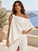 Off-Shoulder Top And Slit Skirt Suit