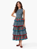 Pleated Deign Printed Maxi Dress