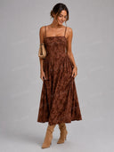 Elegant Floral Cami Maxi Dress & Long Knit Cardigan Set