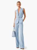 Minimalist Sleeveless Blazer & Wide-Leg Pants Two-Piece Set