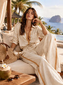 Minimalist Relaxed Button-Up Shirt & Drawstring Wide Leg Pants Set