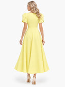 Elegant High-neck Bud Sleeve Midi Dress