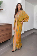 Casual Bohemian Kimono-Inspired Tie-Dye Waisted Maxi Dress