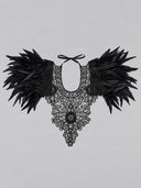 Feather Shoulder Lace Cape Collar
