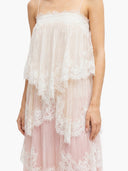 Ombre Tiered Lace Trim Spaghetti Strap Maxi Dress