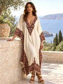 Retro Paisley Border Print Kaftan Maxi Dress