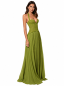 Lace Splicing Halter Neck Maxi Dress