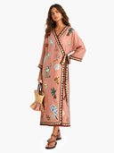 Bohemian Tribal Print Wrap Maxi Dress