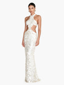 Elegant Halter Cutout Sequin Mermaid Maxi Dress