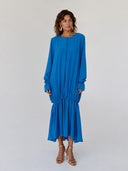 Adjustable Ruched Long Sleeve Maxi Dress