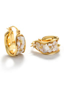 Shell Inlay Gold Hoop Earrings