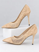 Floral Lace Pointed Toe Stiletto Pumps