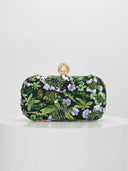 Elegant Sequin Embroidered Floral Clutch Bag
