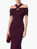 Elegant Satin Twist Neck Backless Maxi Dress