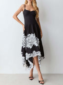 Elegant Lace Appliqué Spaghetti Strap Maxi Dress