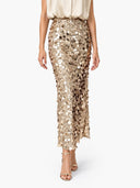 Elegant Sleeveless Blouse & Sequin Midi Skirt Two-Piece Set