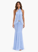 Elegant Open-Back Chiffon Maxi Dress