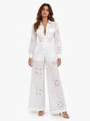 Elegant Eyelet Embroidered Wide-Leg Jumpsuit