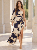 One-Sleeve Irregular Hem Maxi Dress
