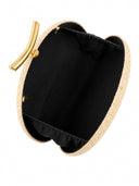 Fashion Half-Moon Woven Straw Clutch Bag