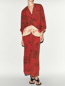 Casual Abstract Tie-Dye Kimono Sleeve Maxi Dress