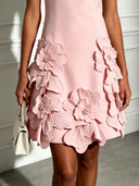 Elegant Floral Sleeveless Keyhole Mini Dress