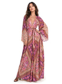 Retro Paisley Print Tie-Waist Maxi Dress