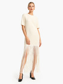 Casual Fringe Short Sleeve Maxi Dress